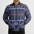 Vintage Bula Fiji Bomber Puffer Jacket Prussian Blue Tapa Masi Motif - Polynesian Pride