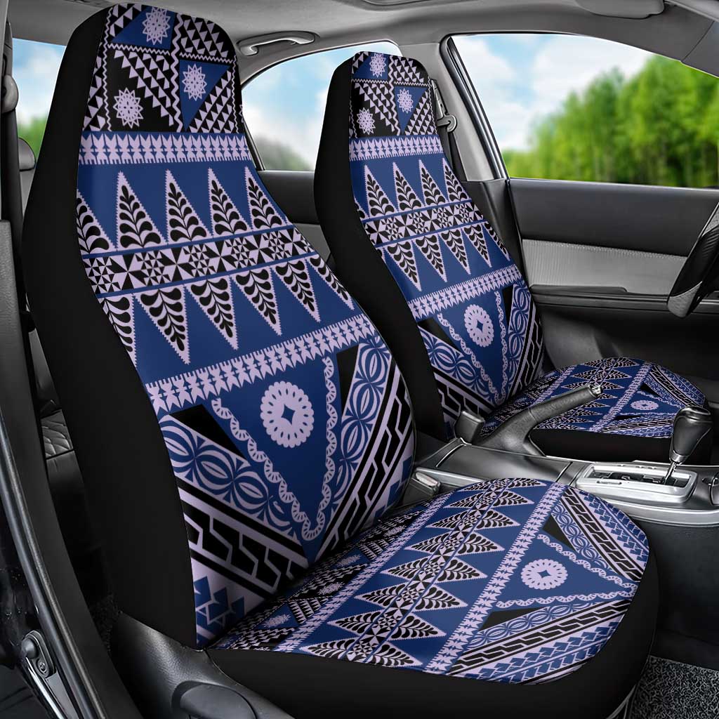 Vintage Bula Fiji Car Seat Cover Prussian Blue Tapa Masi Motif