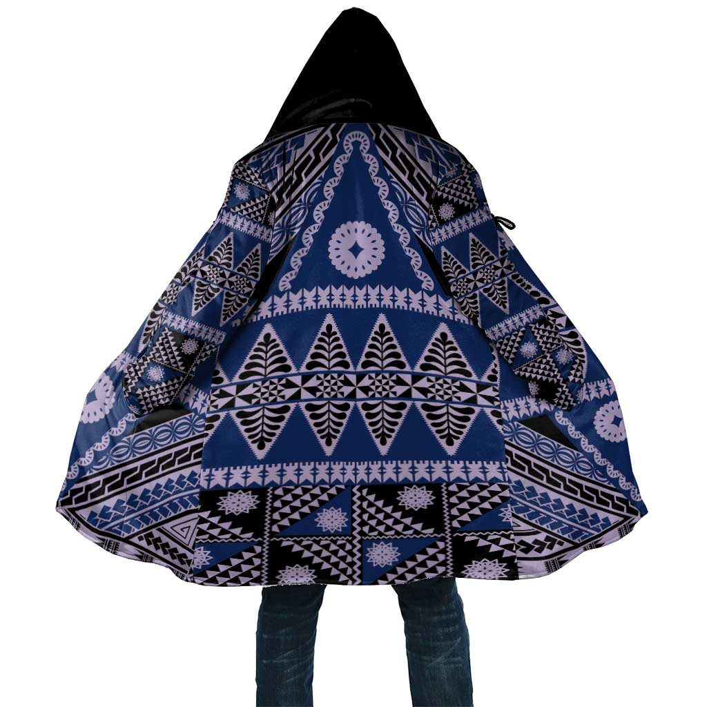 Vintage Bula Fiji Cloak Prussian Blue Tapa Masi Motif - Polynesian Pride