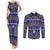 Vintage Bula Fiji Couples Matching Tank Maxi Dress and Long Sleeve Button Shirt Prussian Blue Tapa Masi Motif