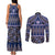 Vintage Bula Fiji Couples Matching Tank Maxi Dress and Long Sleeve Button Shirt Prussian Blue Tapa Masi Motif