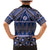 Vintage Bula Fiji Family Matching Mermaid Dress and Hawaiian Shirt Prussian Blue Tapa Masi Motif