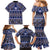 Vintage Bula Fiji Family Matching Mermaid Dress and Hawaiian Shirt Prussian Blue Tapa Masi Motif
