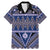 Vintage Bula Fiji Family Matching Mermaid Dress and Hawaiian Shirt Prussian Blue Tapa Masi Motif