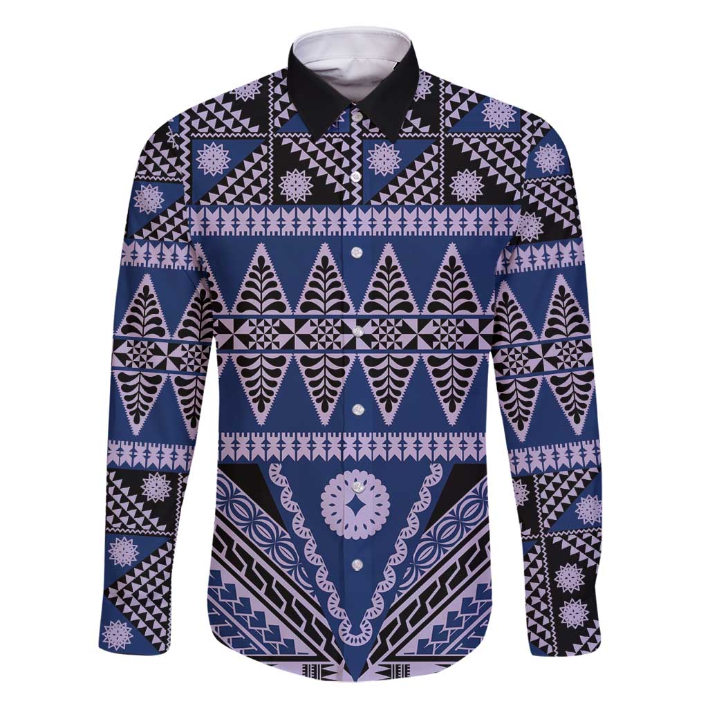 Vintage Bula Fiji Family Matching Mermaid Dress and Hawaiian Shirt Prussian Blue Tapa Masi Motif