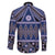 Vintage Bula Fiji Family Matching Mermaid Dress and Hawaiian Shirt Prussian Blue Tapa Masi Motif