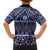 Vintage Bula Fiji Family Matching Off The Shoulder Long Sleeve Dress and Hawaiian Shirt Prussian Blue Tapa Masi Motif