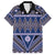 Vintage Bula Fiji Family Matching Off The Shoulder Long Sleeve Dress and Hawaiian Shirt Prussian Blue Tapa Masi Motif