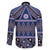Vintage Bula Fiji Family Matching Off The Shoulder Long Sleeve Dress and Hawaiian Shirt Prussian Blue Tapa Masi Motif