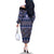 Vintage Bula Fiji Family Matching Off The Shoulder Long Sleeve Dress and Hawaiian Shirt Prussian Blue Tapa Masi Motif