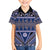 Vintage Bula Fiji Family Matching Off The Shoulder Long Sleeve Dress and Hawaiian Shirt Prussian Blue Tapa Masi Motif