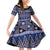 Vintage Bula Fiji Family Matching Off Shoulder Short Dress and Hawaiian Shirt Prussian Blue Tapa Masi Motif