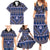 Vintage Bula Fiji Family Matching Summer Maxi Dress and Hawaiian Shirt Prussian Blue Tapa Masi Motif