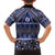 Vintage Bula Fiji Family Matching Tank Maxi Dress and Hawaiian Shirt Prussian Blue Tapa Masi Motif