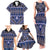 Vintage Bula Fiji Family Matching Tank Maxi Dress and Hawaiian Shirt Prussian Blue Tapa Masi Motif