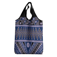 Vintage Bula Fiji Grocery Bag Prussian Blue Tapa Masi Motif