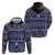 Vintage Bula Fiji Hoodie Prussian Blue Tapa Masi Motif