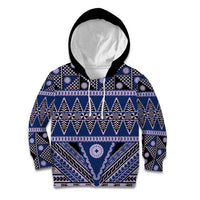 Vintage Bula Fiji Kid Hoodie Prussian Blue Tapa Masi Motif