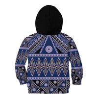 Vintage Bula Fiji Kid Hoodie Prussian Blue Tapa Masi Motif