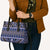 Vintage Bula Fiji Leather Bag Prussian Blue Tapa Masi Motif - Polynesian Pride