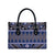 Vintage Bula Fiji Leather Bag Prussian Blue Tapa Masi Motif - Polynesian Pride