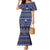 Vintage Bula Fiji Mermaid Dress Prussian Blue Tapa Masi Motif