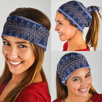 Vintage Bula Fiji Neck Gaiter Prussian Blue Tapa Masi Motif - Polynesian Pride