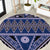Vintage Bula Fiji Round Carpet Prussian Blue Tapa Masi Motif