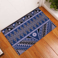 Vintage Bula Fiji Rubber Doormat Prussian Blue Tapa Masi Motif