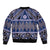 Vintage Bula Fiji Sleeve Zip Bomber Jacket Prussian Blue Tapa Masi Motif