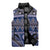 Vintage Bula Fiji Sleeveless Puffer Jacket Prussian Blue Tapa Masi Motif - Polynesian Pride