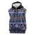 Vintage Bula Fiji Sleeveless Zip Hoodie Prussian Blue Tapa Masi Motif - Polynesian Pride