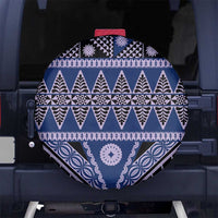 Vintage Bula Fiji Spare Tire Cover Prussian Blue Tapa Masi Motif