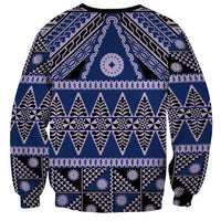 Vintage Bula Fiji Sweatshirt Prussian Blue Tapa Masi Motif