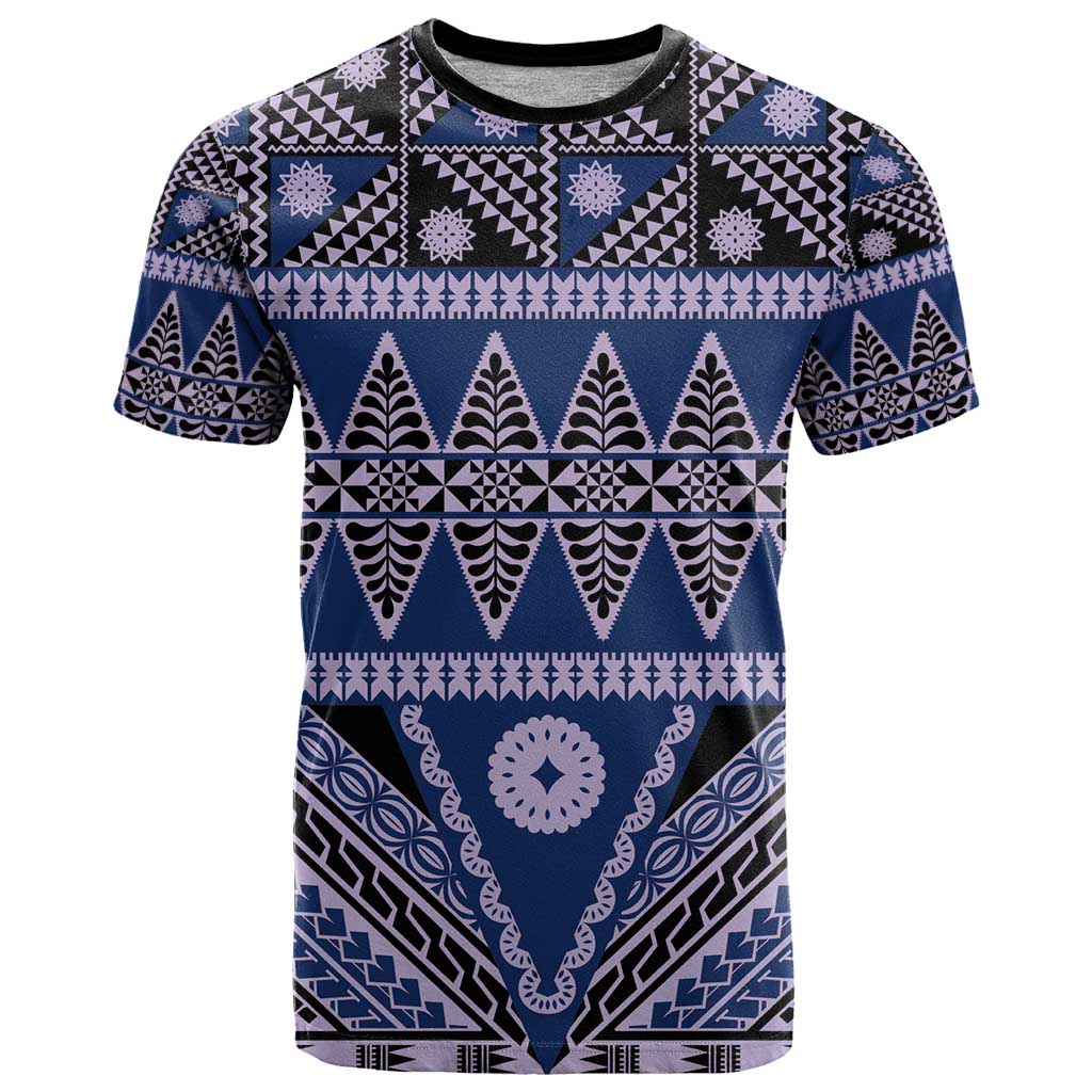 Vintage Bula Fiji T Shirt Prussian Blue Tapa Masi Motif