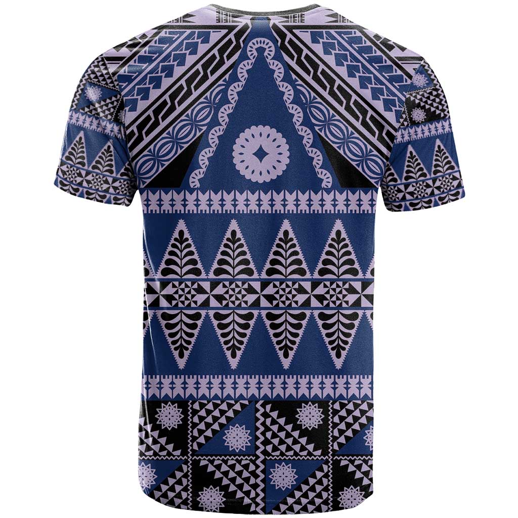 Vintage Bula Fiji T Shirt Prussian Blue Tapa Masi Motif