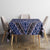 Vintage Bula Fiji Tablecloth Prussian Blue Tapa Masi Motif
