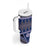 Vintage Bula Fiji Tumbler With Handle Prussian Blue Tapa Masi Motif