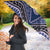 Vintage Bula Fiji Umbrella Prussian Blue Tapa Masi Motif - Polynesian Pride