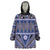 Vintage Bula Fiji Wearable Blanket Hoodie Prussian Blue Tapa Masi Motif