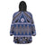Vintage Bula Fiji Wearable Blanket Hoodie Prussian Blue Tapa Masi Motif