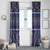 Vintage Bula Fiji Window Curtain Prussian Blue Tapa Masi Motif