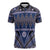 Vintage Bula Fiji Zipper Polo Shirt Prussian Blue Tapa Masi Motif - Polynesian Pride