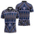 Vintage Bula Fiji Zipper Polo Shirt Prussian Blue Tapa Masi Motif - Polynesian Pride