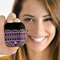 Vintage Bula Fiji AirPods Case Purple Tapa Masi Motif - Polynesian Pride