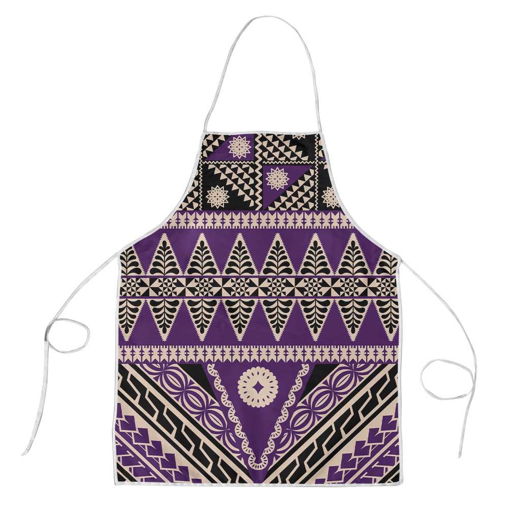 Vintage Bula Fiji Apron Purple Tapa Masi Motif - Polynesian Pride