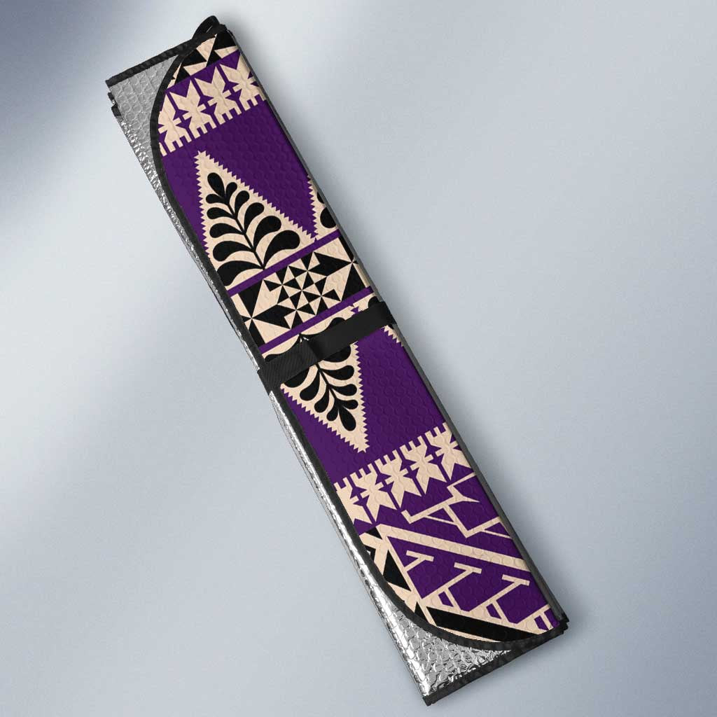 Vintage Bula Fiji Auto Sun Shade Purple Tapa Masi Motif LT9 - Polynesian Pride