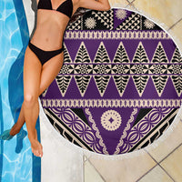 Vintage Bula Fiji Beach Blanket Purple Tapa Masi Motif