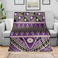 Vintage Bula Fiji Blanket Purple Tapa Masi Motif