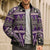 Vintage Bula Fiji Bomber Puffer Jacket Purple Tapa Masi Motif - Polynesian Pride